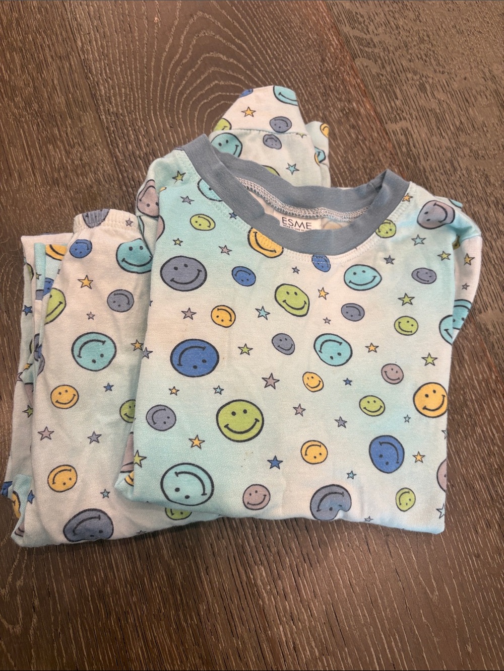 Esme Light Blue Smiley Face Kids Pajama Set 8 boys girls pajamas soft